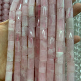10x16mm Natural Rose Quartzs Beads 15'' Pink Column Tube DIY Loose Beads