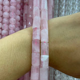 10x16mm Natural Rose Quartzs Beads 15'' Pink Column Tube DIY Loose Beads