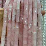 10x16mm Natural Rose Quartzs Beads 15'' Pink Column Tube DIY Loose Beads