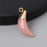 Labradorite Quartz Stone Pendant Moon Tooth Pendants Charm Making