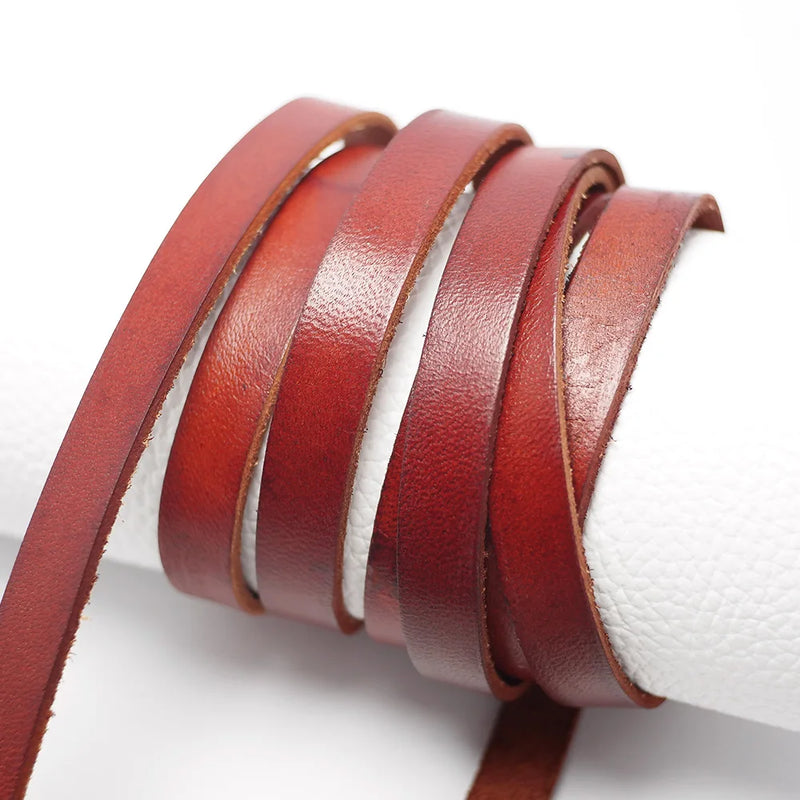 10x2mm Flat Leather Cord Brown Leather Strips for Bracelet Making