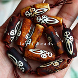 10x30mm Brown DZI Beads Tibet Olivary Agate Stone Oval DIY Pendant Loose Beads