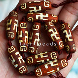 10x30mm Brown DZI Beads Tibet Olivary Agate Stone Oval DIY Pendant Loose Beads