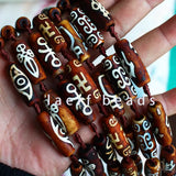 10x30mm Brown DZI Beads Tibet Olivary Agate Stone Oval DIY Pendant Loose Beads