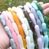 10x30mm Smoky Quartz Angelite Agate Jade Loose Beads for Jewelry Making