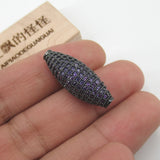 10x30mm CZ Micro Pave Hollow Rice Metal Beads