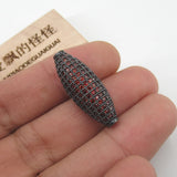 10x30mm CZ Micro Pave Hollow Rice Metal Beads