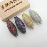10x30mm CZ Micro Pave Hollow Rice Metal Beads