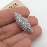 10x30mm CZ Micro Pave Hollow Rice Metal Beads