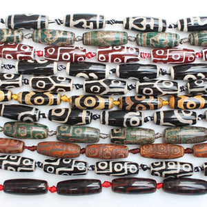 10pcs 10x30mm Dzi Agate Beads Variety Patterns Jewelry Making Wholesale