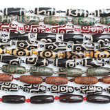 10pcs 10x30mm Dzi Agate Beads Variety Patterns Jewelry Making Wholesale