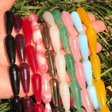 10x30mm Faceted Colorful Chalcedony Jades Water Drop Beads