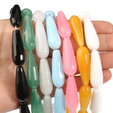 10x30mm Colorful Chalcedony Jades Stone Water Drop Beads