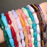 10x30mm Colorful Chalcedony Jades Stone Water Drop Beads