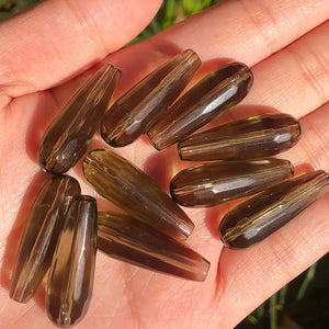 10x30mm Faceted Water Drop Smoky Quartz Crystal Loose Beads