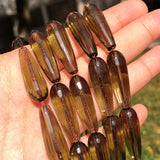 10x30mm Faceted Water Drop Smoky Quartz Crystal Loose Beads