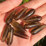 10x30mm Faceted Water Drop Smoky Quartz Crystal Loose Beads