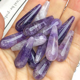 10x30mm Water Drop Amethysts Natural Purple Crystal Spacer Bead