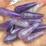 10x30mm Water Drop Amethysts Natural Purple Crystal Spacer Bead