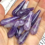 10x30mm Water Drop Amethysts Natural Purple Crystal Spacer Bead