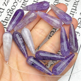 10x30mm Water Drop Amethysts Natural Purple Crystal Spacer Bead