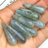 10x30mm Water Drop Gray Labradorite Natural Stone Beads