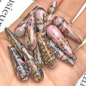 10x30mm Water Drop Gray Labradorite Natural Stone Beads