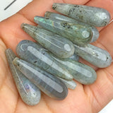 10x30mm Water Drop Gray Labradorite Natural Stone Beads