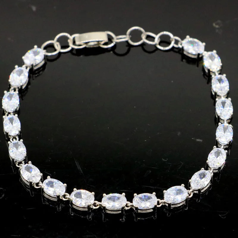 Green Tsavorite Garnet Sapphire Silver Bracelet 7.0-8.0inch