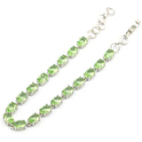 Green Tsavorite Garnet Sapphire Silver Bracelet 7.0-8.0inch
