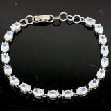 Green Tsavorite Garnet Sapphire Silver Bracelet 7.0-8.0inch