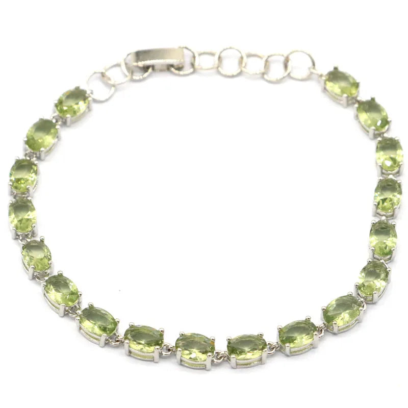Deluxe Tsavorite Garnet Silver Bracelet 7.0-8.0inch