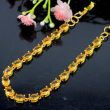 Golden Citrine Woman's Engagement Silver Bracelet 7-8inch