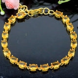 Golden Citrine Woman's Engagement Silver Bracelet 7-8inch