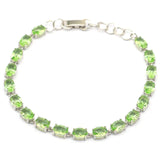 Pink Tourmaline Citrine Emerald Silver Bracelet 7.5-8.5inch