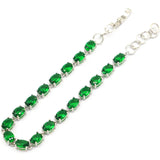 Pink Tourmaline Citrine Emerald Silver Bracelet 7.5-8.5inch