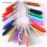 10x60MM Natural Stone Beads Hexagonal Column Pendant 10Pcs