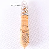 10x60MM Natural Stone Beads Hexagonal Column Pendant 10Pcs