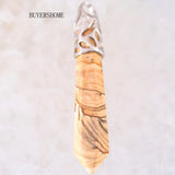 10x60MM Natural Stone Beads Hexagonal Column Pendant 10Pcs