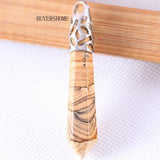 10x60MM Natural Stone Beads Hexagonal Column Pendant 10Pcs