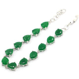 10x8mm Green Emerald Anniversary Silver Bracelet