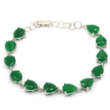 10x8mm Green Emerald Anniversary Silver Bracelet