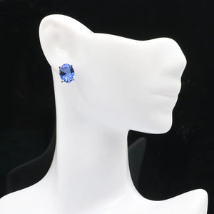 10x8mm Tanzanite Pink Tourmaline Silver Earrings