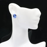 10x8mm Tanzanite Pink Tourmaline Silver Earrings