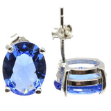 10x8mm Tanzanite Pink Tourmaline Silver Earrings