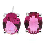 10x8mm Tanzanite Pink Tourmaline Silver Earrings