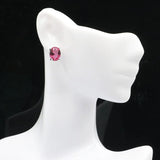 10x8mm Tanzanite Pink Tourmaline Silver Earrings
