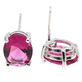 10x8mm Tanzanite Pink Tourmaline Silver Earrings