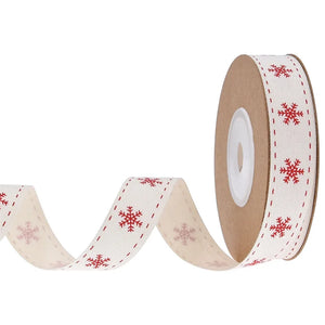 10yd 1.5cm Merry Christmas Cotton Ribbon - Red/Green Snow/HO/Star/Tree DIY