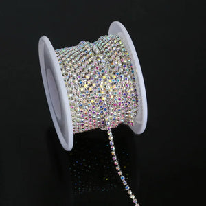 10yds Silver Crystal AB SS6 Rhinestone Chain, DIY Beauty Accessories